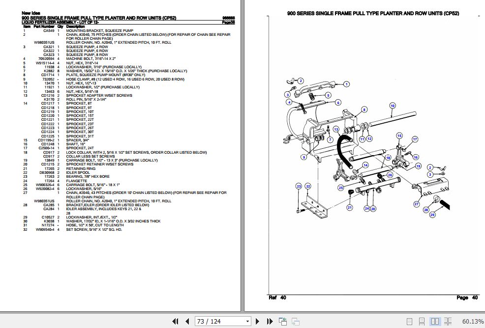 New Idea Single Frame Pull Type Planter And Row Units 900 Series Parts