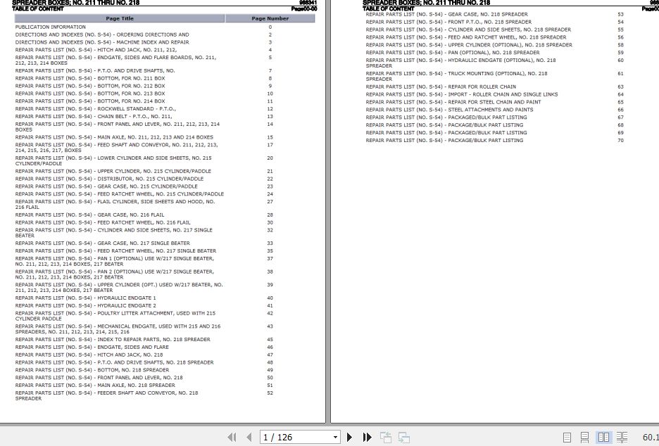 New Idea Spreader Boxes 211 218 Parts Catalog 986341 1