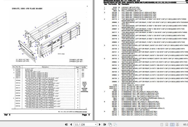New Idea Spreader Boxes 211 218 Parts Catalog 986341 2