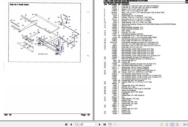 New Idea UNI FAS TACH Bean Grain Platform 713S 715S Parts Catalog 986077 2
