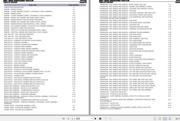 New Idea Windrower Tractor 5830 5830X Parts Catalog 00721022 1