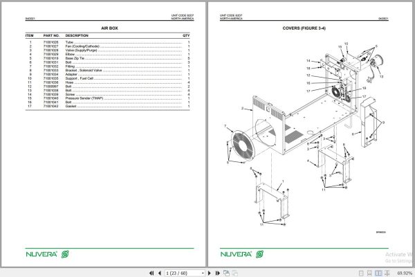 Nuvera Fuel Cell System M1300V24 M1301V24 M1302V24 B2D7 Parts Manual 31009417 2021 2