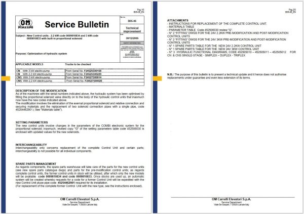 OM Pimespo Forklift PDF 352MB Technical Service Bulletin 2