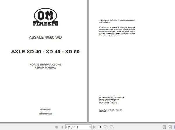OM Pimespo Forklift PDF 4.99GB Workshop Service Manual Collection 1