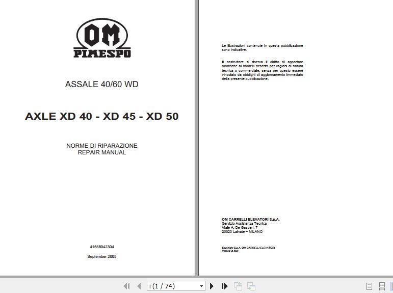 OM Pimespo Forklift PDF 4.99GB Workshop Service Manual Collection 1
