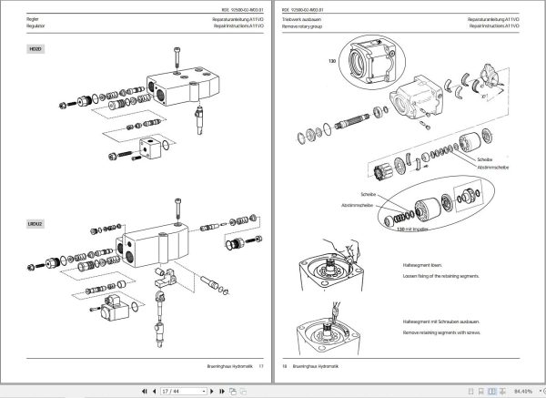 Rexroth Mobile Hydraulics A10VO40 To A10VO130 Series 10 Repair Manual RDE92500 02 R EN DE 2
