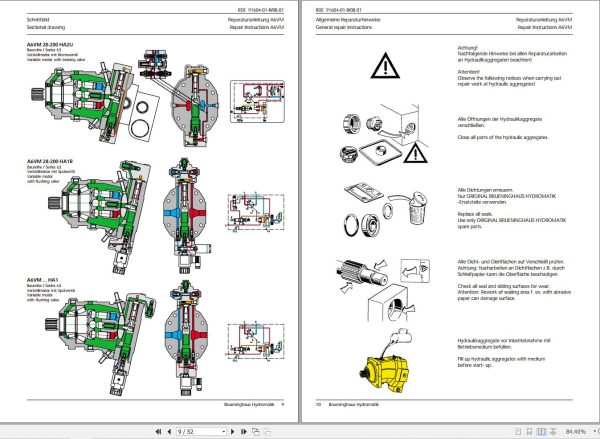 Rexroth Mobile Hydraulics A6VM28 To A6VM200 Series 63 Repair Manual EN DE 2