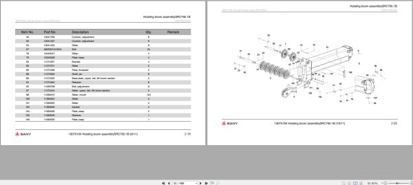 Sany Crane SRC750C Parts Book 14RC00751478 2