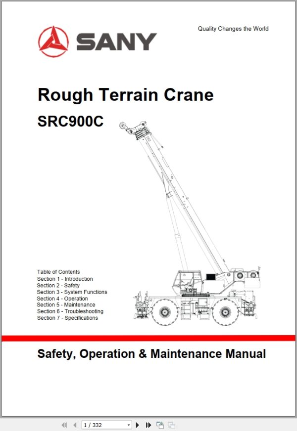 Sany Crane SRC900C Operation and Maintenance Manual 1