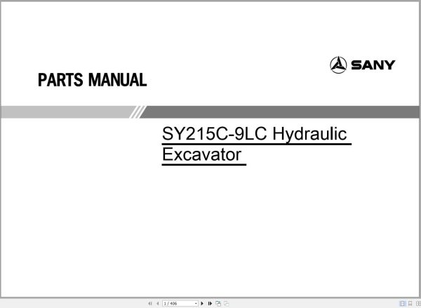 Sany Hydraulic Excavator SY215C 9LC Parts Catalog 1
