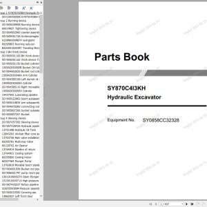 Sany Hydraulic Excavator SY870C4I3KH Parts Book SY0858CC32328 1