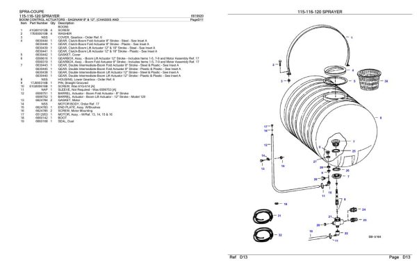 Spra Coupe Sprayer 115 116 120 Parts Catalog 6619920 2