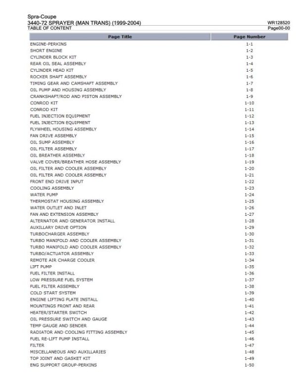 Spra Coupe Sprayer 3440 72 Parts Catalog WR128520 1