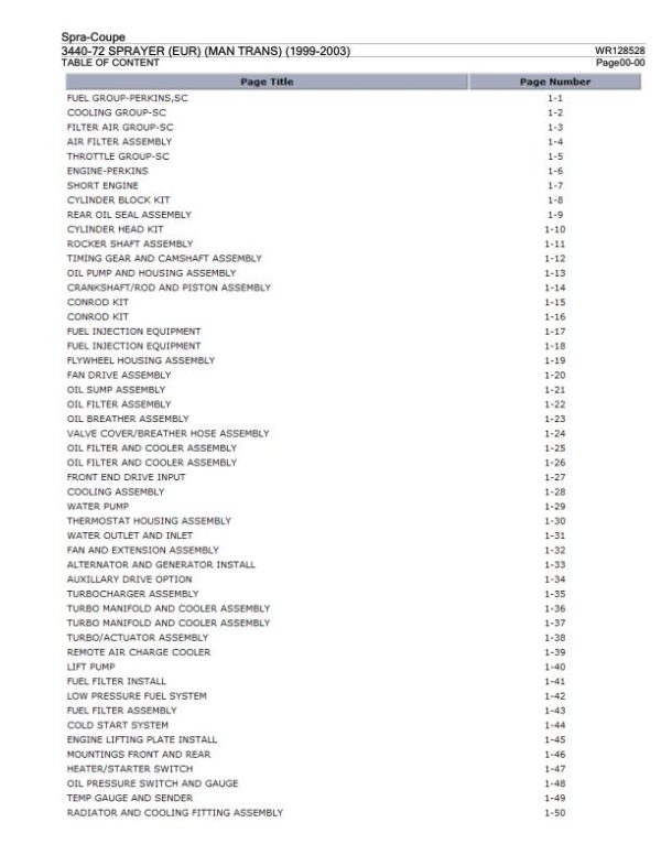 Spra Coupe Sprayer 3440 72 Parts Catalog WR128528 1