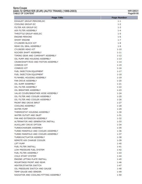 Spra Coupe Sprayer 4440 72 Parts Catalog WR128531 1