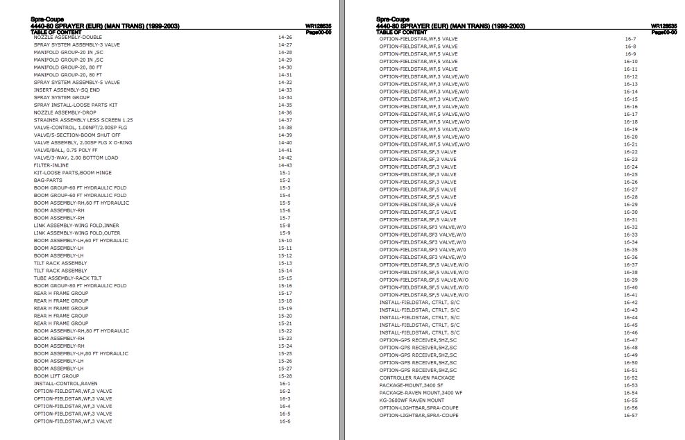 Spra Coupe Sprayer 4440 80 Parts Catalog WR128535 1