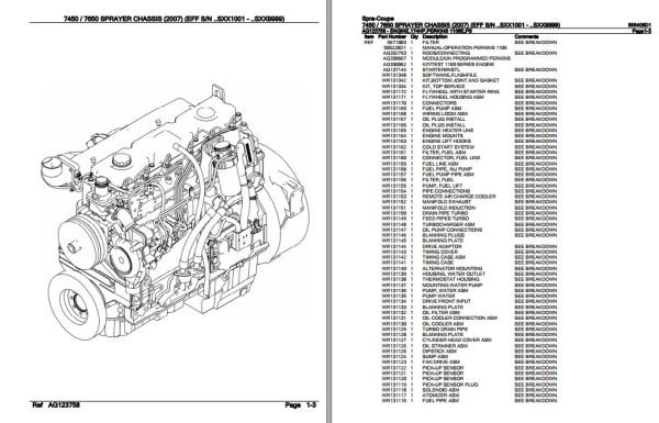 Spra Coupe Sprayer Chassis 7450 7650 Parts Catalog 506406D1 2