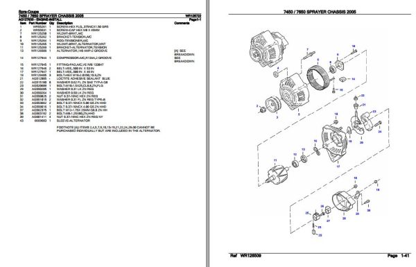 Spra Coupe Sprayer Chassis 7450 7650 Parts Catalog WR128722 2