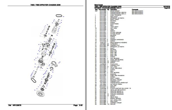 Spra Coupe Sprayer Chassis 7450 7650 Parts Catalog WR136109 3