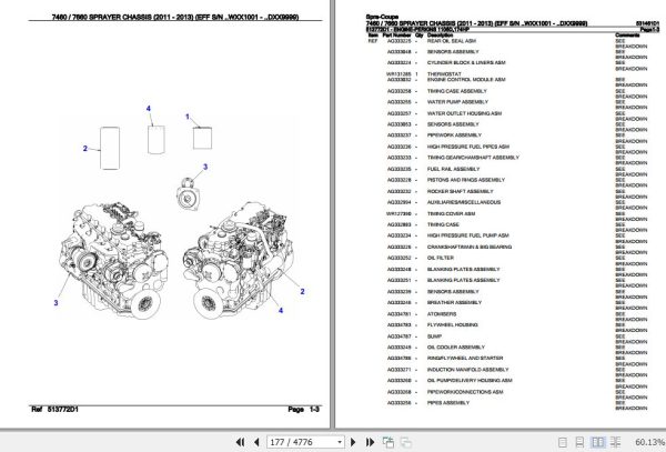 Spra Coupe Sprayer Chassis 7460 7660 Parts Catalog 531461D1 2