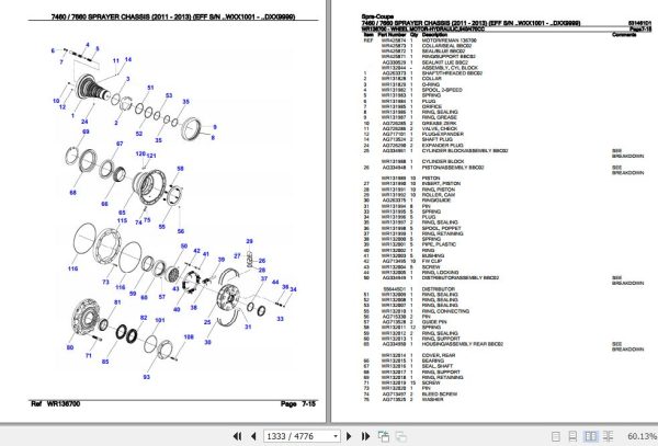 Spra Coupe Sprayer Chassis 7460 7660 Parts Catalog 531461D1 3