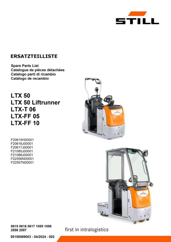 Still Electric Tractor LTX50 Liftrunner LTX T06 LTX FF05 LTX FF10 Spare Parts Catalog 50108069003 1