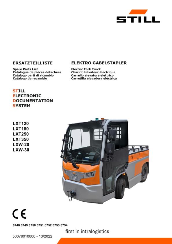 Still Electric Tractor LXT120 LXT180 LXT250 LXT350 LXW 20 LXW 30 Spare Parts Catalog 50078010000 1