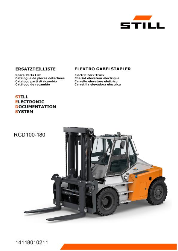 Still Forklift RCD100 180 Spare Parts Catalog 14118010211 1
