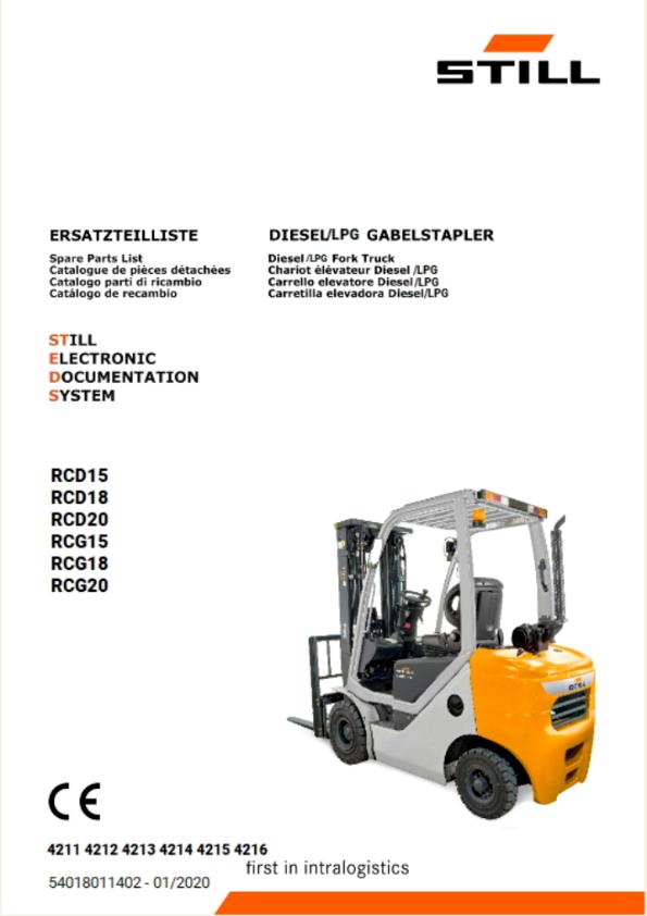 Still Forklift RCD18 RCD20 RCG15 RCG18 RCG20 Spare Parts Catalog 1