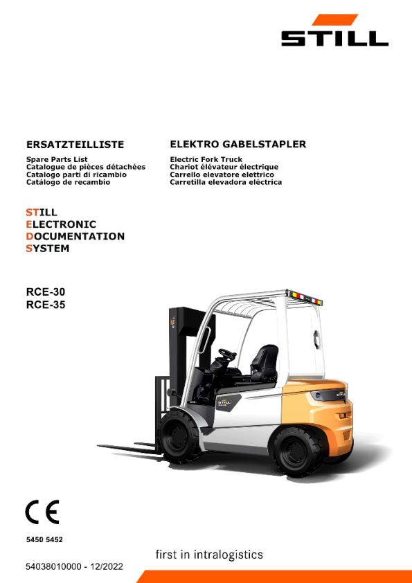 Still Forklift RCE 30 RCE 35 Spare Parts Catalog 54038010000 1