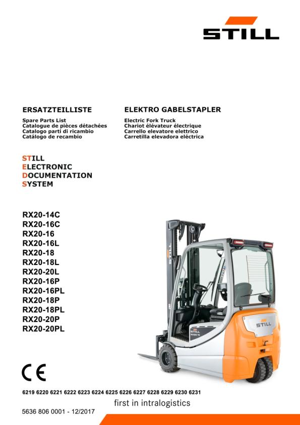 Still Forklift RX20 14C to RX20 20PL Spare Parts Catalog 56368060001 IT 1