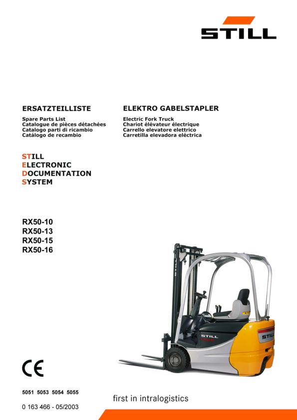Still Forklift RX50 10 RX50 13 RX50 15 RX50 16 Spare Parts Catalog 0163466 1