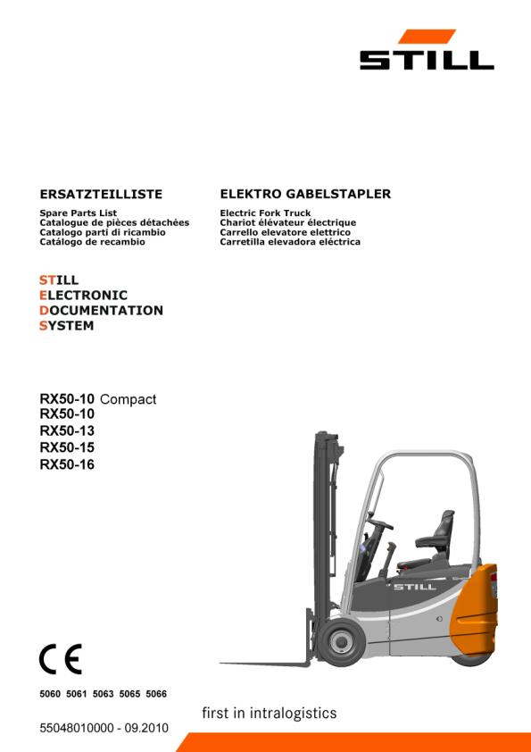 Still Forklift RX50 10 RX50 13 RX50 15 RX50 16 Spare Parts Catalog 55048010000 1