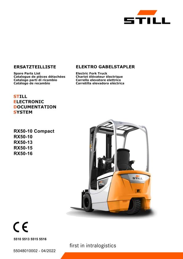 Still Forklift RX50 10 RX50 13 RX50 15 RX50 16 Spare Parts Catalog 55048010002 1