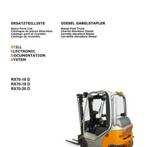 Still Forklift RX70 16 D RX70 18 D RX70 20 D Spare Parts Catalog 0173850 1