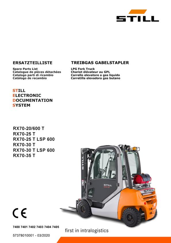 Still Forklift RX70 25 RX70 30 RX70 35 T LSP 600 Spare Parts Catalog 5738010001 1