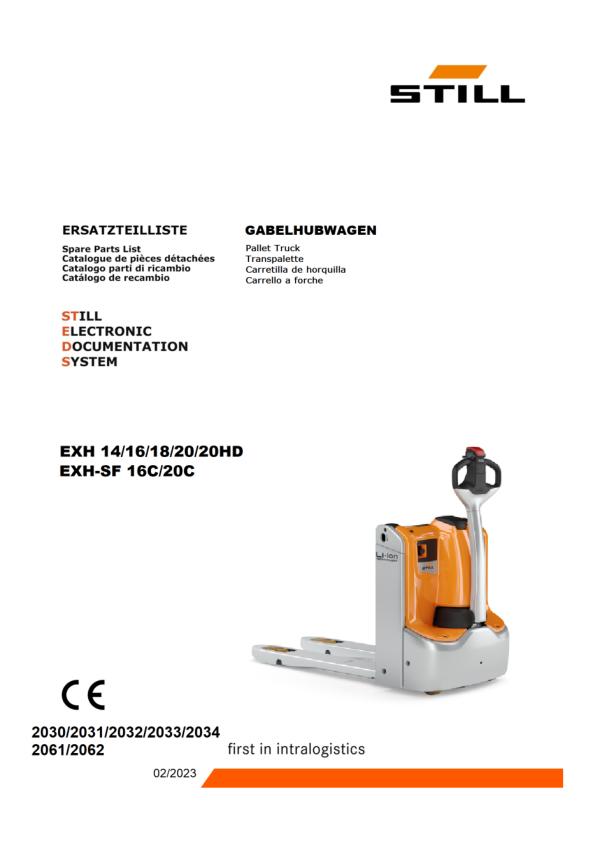 Still Pallet Truck EXH14 EXH16 EXH18 EXH20 EXH20HD EXH SF16C EXH SF20C Spare Parts Catalog 1