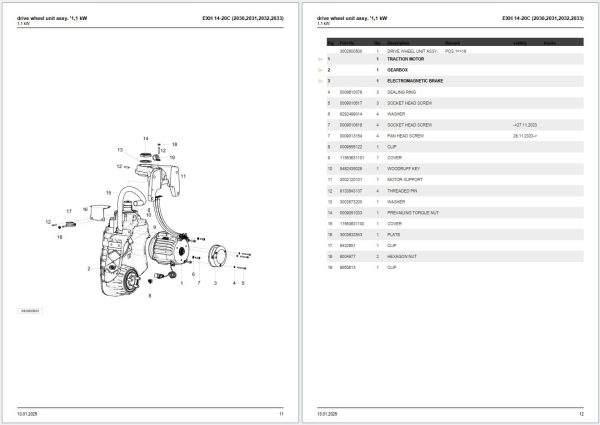 Still Pallet Truck EXH14 EXH16 EXH18 EXH20 EXH20HD EXH SF16C EXH SF20C Spare Parts Catalog 2
