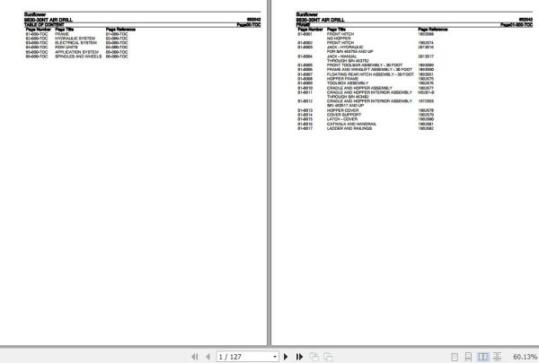Sunflower Air Drill 9830 30NT Parts Catalog 652042 1
