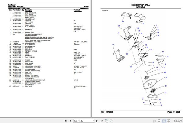 Sunflower Air Drill 9830 30NT Parts Catalog 652042 3