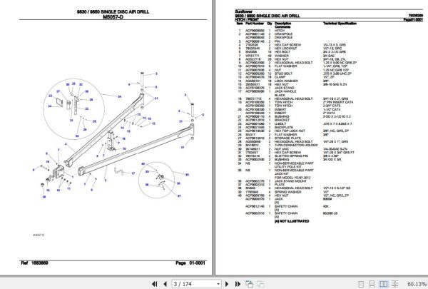 Sunflower Air Drill 9830 9850 Single Disc Parts Catalog 79035289 2