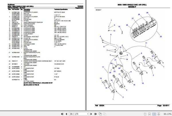 Sunflower Air Drill 9830 9850 Single Disc Parts Catalog 79035289 3