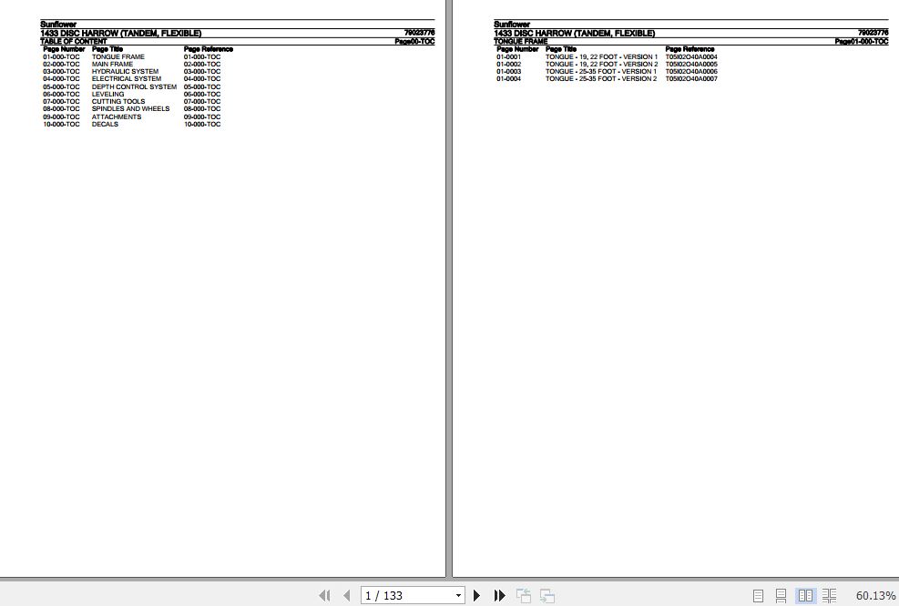 Sunflower Disc Harrow 1433 Parts Catalog 79023776 1