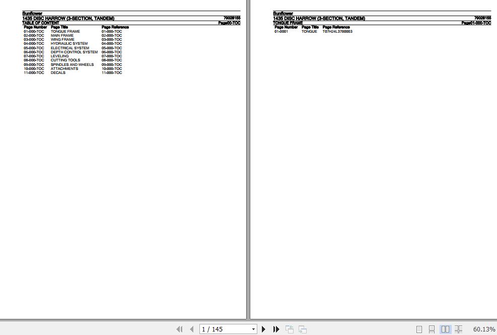 Sunflower Disc Harrow 1435 Parts Catalog 79028155 1