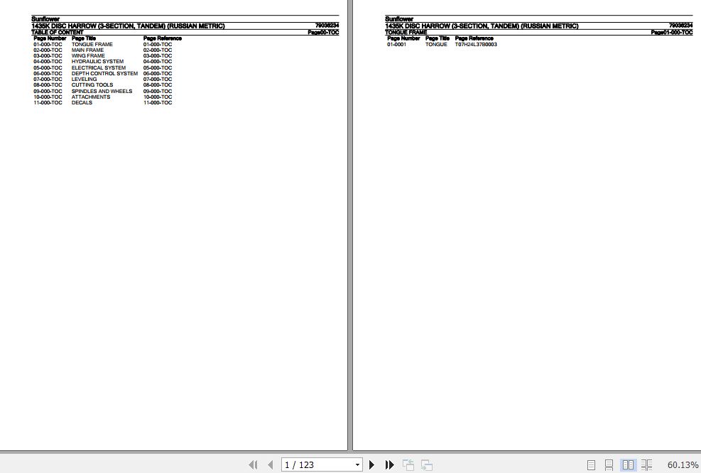 Sunflower Disc Harrow 1435K Parts Catalog 79036234 1