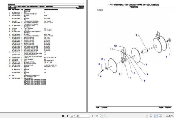 Sunflower Disc Harrows 1710 1730 1810 1830 Parts Catalog 79035286 2