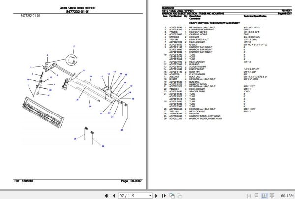 Sunflower Disc Ripper 4610 4630 Parts Catalog 79035287 3