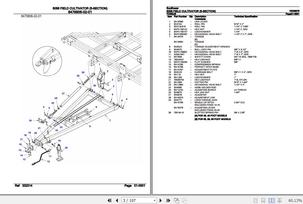 Sunflower Field Cultivator 5056 Parts Catalog 79035976 2