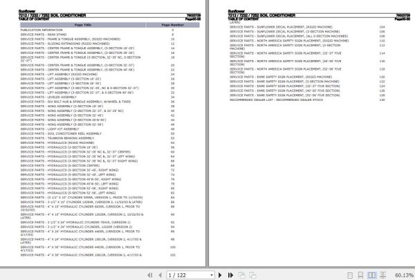 Sunflower Soil Conditioner 7212 7232 7252 Parts Catalog 79023729 1