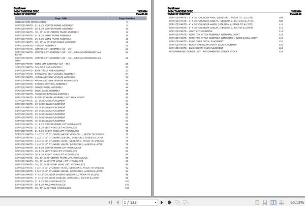 Sunflower Tandem Disc 1434 Parts Catalog 79023684 1